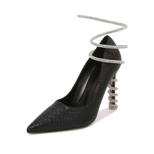Escarpins bout pointu motif serpent mat et talon aiguille de 10 cm