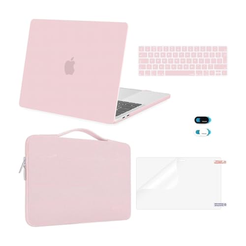 MOSISO Cover Compatibile con MacBook Pro 13 Pollici Custodia M2 M1 2025 2024-2016 A2338 A2289 A2251 A2159 A1989 A1706 A1708,Case&Borsa&Copritastiera&Webcam Cover&Proteggi Schermo,Quarzo Rosa