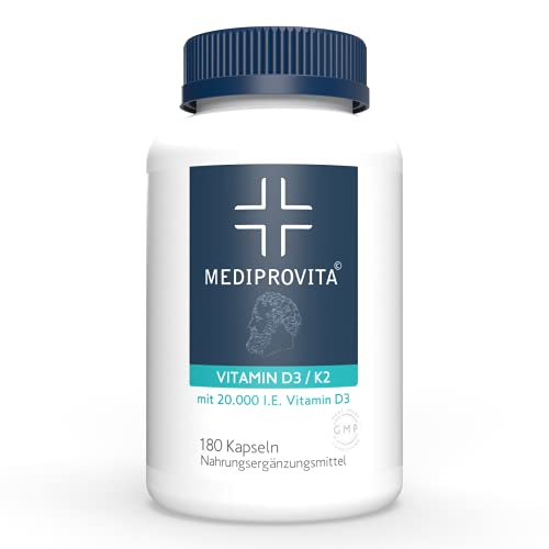 180 Kapseln VITAMIN D3 20000 I.E + VITAMIN K2 200mcg MK7 Hochdosiert in PREMIUM QUALITÄT Jahresvorrat thumbnail