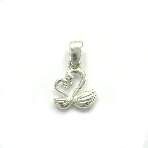 Sterling silver pendant solid 925 two swans