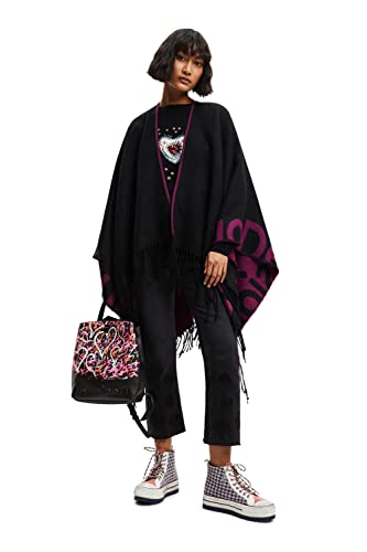 Desigual Poncho_Logo Paris, 3016 Lilac, Rouge, Taille Unique Femme