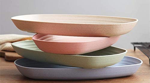 Shopwithgreen Lightweight Wheat Straw Plates - 4 Pack 11.8'' Unbreakable Dinner Plates, Dishwasher & Microwave Safe - Thumbnail 3