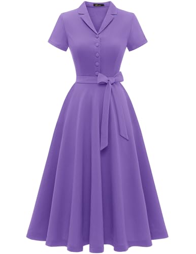 Image of Wedtrend Women's Vintage Tea Dress, Short Sleeve Cocktail Party Dress Work Church Casual Dress