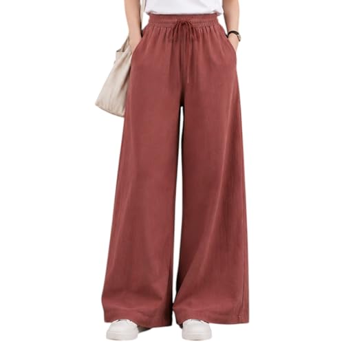 Image of LIRIT Womens Solid Color Wide Leg Trouser Pant with Drawstring Elastic Waist, Relaxed Fit, Full Length, Casual Lounge Palazzo Bottom