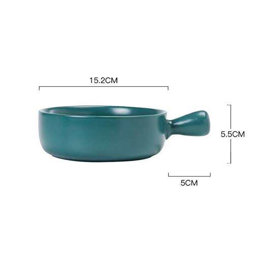 Leikance Nordic Ceramic Bowl with Handle,Breakfast Rice Baking Bowl Dessert Soup Fruit Salad Bowl - Image 2