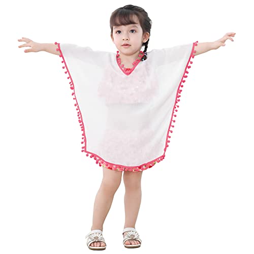 Zando Kids Swim Cover Up Girls Kids Cover Ups For Swimwear 7-8 Girls Bathing Suit Cover Up White Girls Beach Coverup Girls Coverups For Bathing Suits V-Neck Quick Dry Kids Swimsuit Cover Up Size 6-9 #TOP20