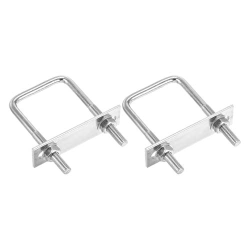 Image of DTGN M8x50x100mm U Bolts Square Kit - 2Set - 304 Stainless Steel U-Bolt Kit with Nuts, Washers, Frame Plate - Good for Pipe, Trailer, Automotive, Leaf Spring Fastener