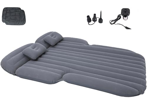 Image of Onirii Inflatable SUV Air Mattress Thickened Flocking Inflatable Car Camping Travel Air Mattress with 2 Pillows & Air Pump,Portable Car Sleeping Bed for SUV|MPV|Minivan