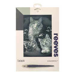 Reeves - Engraving Art Scraper Foil Kit - Medium - Silver - SF303 - Cute Kitten