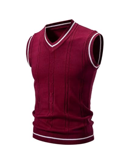 Dcvmvmn 2024 Winter Men's Sleeveless Sweater Vest Fashion Embroidered V-Neck Casual Warm Vest4
