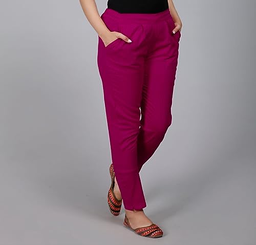 Image of Theth Deshi Women's Cotton Soft and Comfortable Solid Casual Trouser