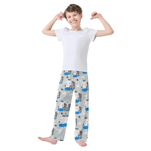 Zebra and Star Boys Long Pants Soft Trousers Elastic Waist Kids Lounge Bottoms with Pockets S-XL2