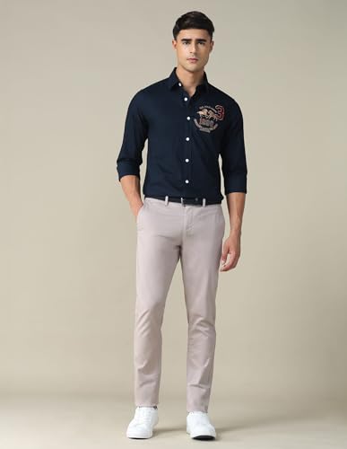 Image of U.S. Polo ASSN. Solid Tailored Fit Shirt for Men - 100% Cotton, Breathable & Comfortable, Full Sleeves Casual Shirt for Men