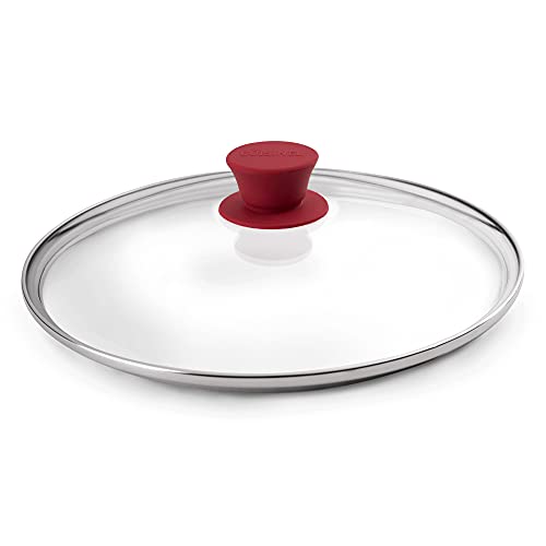 Glass Lid - 10"-inch/25.4-cm/264mm - Compatible with Lodge - Fully Assembled Tempered Replacement Cover - Oven Safe for Skillet Pots Pans - Universal for all Cookware: Cast Iron, Stainless Steel