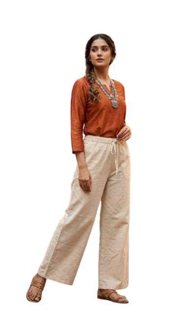 Off-White Palazzo Pants for Women-image-32