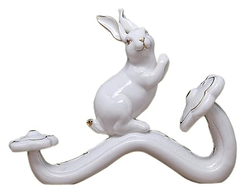 Statuette lapin en céramique de collection statue Feng Shui artisanale haut de gamme
