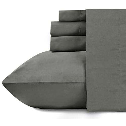 Image of Naksh Bedsheet for Double Bed King Size Plain 210 TC with 2 Pillow Covers | 100% Pure Cotton | 210 Thread Count | Soft, Breathable Fabric Built for Daily Use | Bed Sheet Double Bed | Grey |