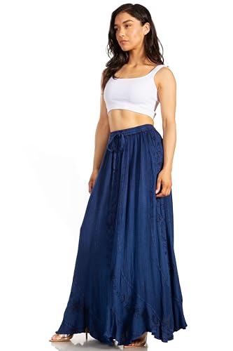 Sakkas Ahaana Women Renaissance Boho Rayon Maxi Embroidered Paneled Summer Skirt3