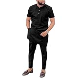 SEA&ALP African Men‘s Clothing Shirt Pant two Piece Suit Short Sleeve Outfit Dashiki Tracksuit Attire t6 XL