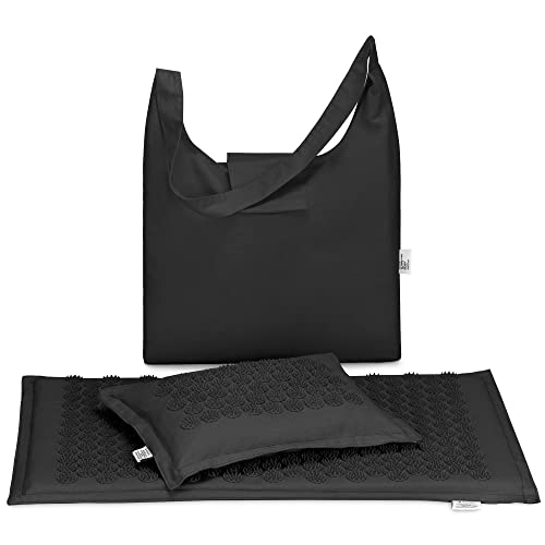 Navaris 2-i-1 akupressur massageset – akupressurmatta och kudde med ficka – akupressur matta massagematta för avkoppling – miljövänlig