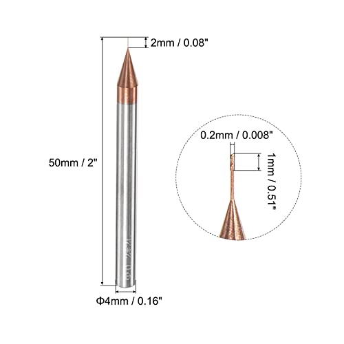 Image of uxcell Square Nose End Mill, 0.2mm Solid Carbide AlTiSin Coated Long Reach CNC Router Bits 2 Flutes Milling Cutter with Extended Neck, 2mm Cutting Length 4mm Shank