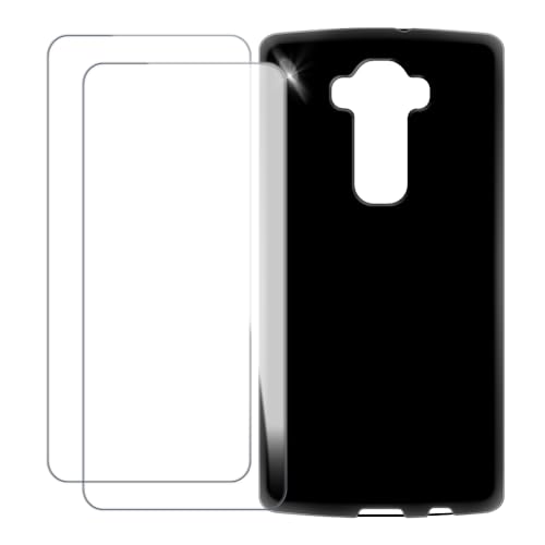 UOGNADGD Compatible with LG G Flex 2 Case Colorful Custom Cover with 2 Pack Tempered Glass Screen Protectors - Shockproof Scratch-Resistant (Black)
