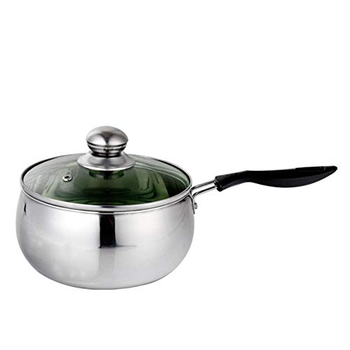XUNYIHE 14 cm/16 cm / 18 cm Acero Inoxidable Olla de Sopa Antiadherente Batería de Cocina Set Sartenes Olla con Tapa 16 cm