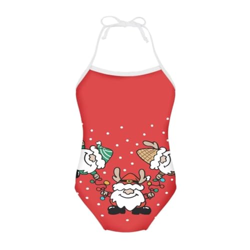 Image of Christmas Kids One-Piece Halter Swimsuits Beach Swimwear Bathing Suit for 3-10 Years Girls