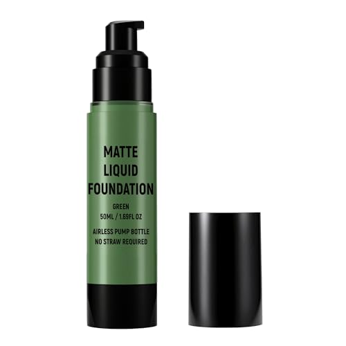 CCbeauty Green Liquid Makeup Foundation Green Face Paint Professional Face Painting Kit Buildable & Flawless Full Coverage & High Pigmented Non-Toxic Body Paint For Halloween Costume Makeup