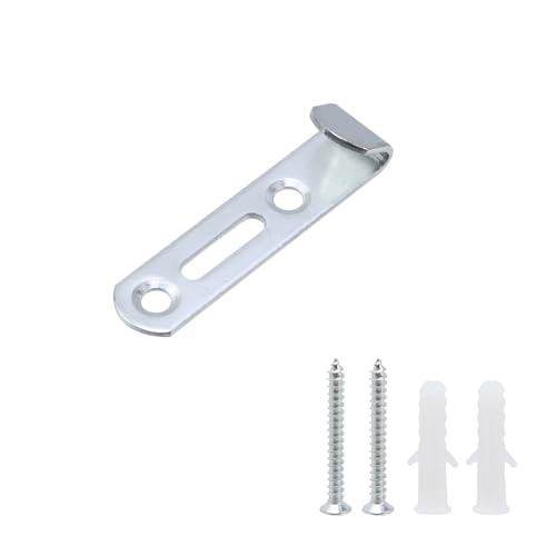 Image of 12pcs 50 lb Heavy Duty Hanger Iron Picture Hanger Wall Mounted Mini J Hook for Hanging Mirror Picture Frames Photos Artwork Wall Decor Keyhole Hangers (Double holes, Silver)