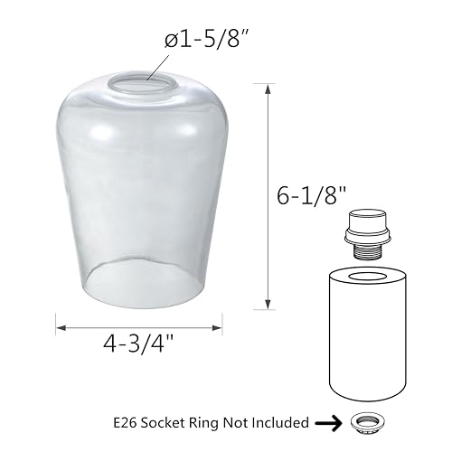 Image of Aspen Creative 23655-60-4,Clear Wine Cup Glass Shade For Lighting Fixture.Size:4-3 /4 inchD x 6-1 /8 inchH,Center Hole:43mm. Set of 4.