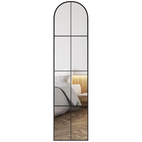 HOMCOM Espejo Decorativo de Pared 40x160 cm Espejo de Ventana de Metal 2 Formas de Uso para Salón Dormitorio Entrada Estilo Moderno Negro