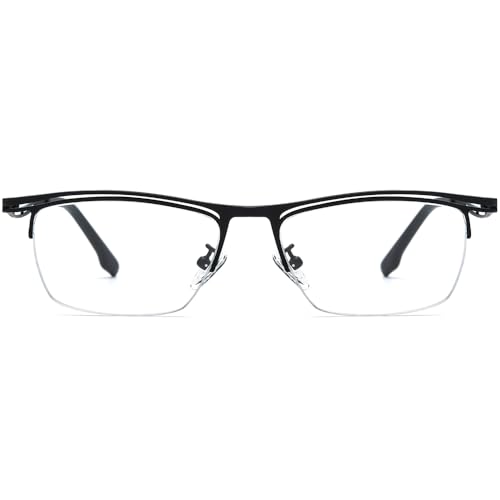 Image of FONEX Colorful Pure Titanium Glasses Frame Men Semi Rimless Square Eyeglasses Eyewear