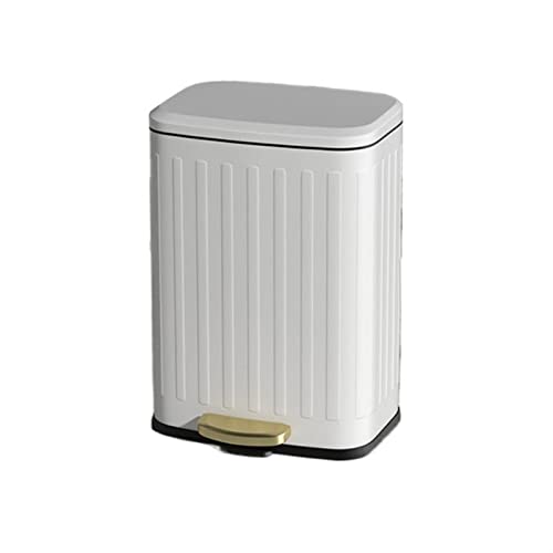 DFEDHF Trash and Recycling Bin 6L/12L Household Kitchen Living Room Trash Can Large-Capacity Pedal Double-Layer Garbage Can Stainless Steel Trash Can Office Trash Can, Bianco (Blanc-12L)