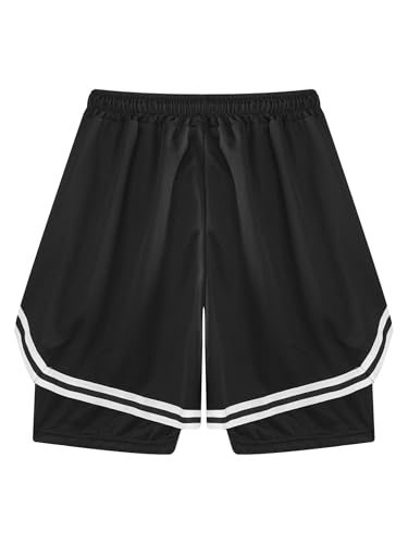 TTAO Boys 2 in 1 Running Shorts Kids Mesh Performance Basketball Shorts with Pockets Athletic Workout Shorts4