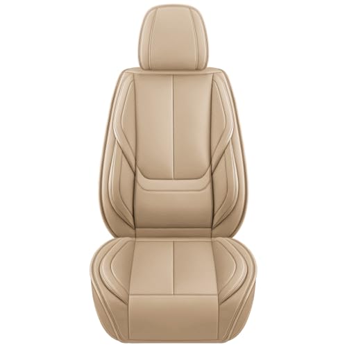 Image of MINGBRON Car Seat Covers Full Set,Black Beige Car Seat Cover, Car Seat Protector Waterproof, Nappa Leather Car Seat Cushion, Fit for Most Cars