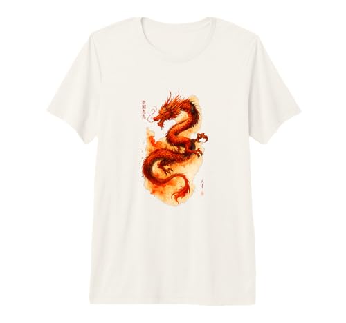 Red Chinese Dragon Watercolor Mythology Art Premium Tri-Blend T-Shirt