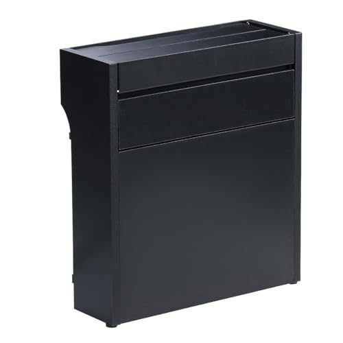 イーサプライ ルーター収納ボックス ケーブルボックス 幅40cm 高さ45cm 充電ステーション スマホスタンド機能 モデム Wi-Fi 扉付き 木製 2段 完成品 ブラック EZ2-CB007BK2