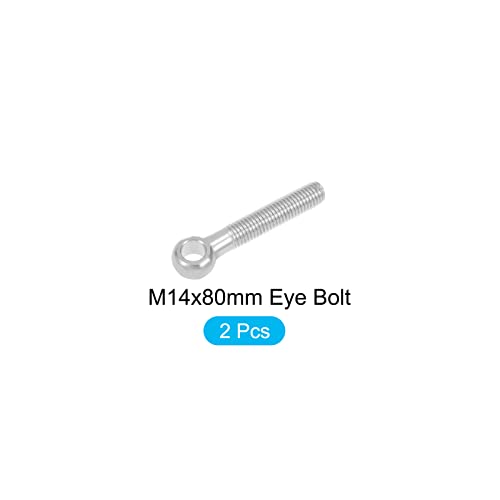 Image of METALLIXITY Shoulder Swing Lifting Bolt (M14x80mm) 2Pcs, 304 Stainless Steel Eye Bolts - for Home Renovation, Pipeline Gate Valves Fasteners, Silver