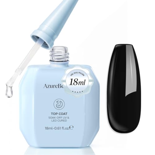 Image of AZUREBEAUTY 18ml Gel Top Coat No Wipe High Gloss | Clear Top Coat Gel Nail Polish Long Lasting Shine Finish Soak Off UV LED Nail Lamp for Manicure
