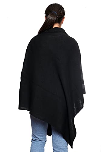 Style-Moda-Damen-gestreifter-Poncho-Winter-Wrap-Cape-Schal-gestrickt-Damen-Rundhals-Top