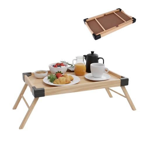 Bandeja para Caf&eacute; da Manh&atilde; na Cama Dobr&aacute;vel de Madeira Mesa Infantil Multiuso Port&aacute;til Bandeja...