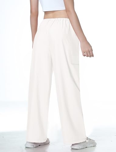 Image of EXARUS Girls Parachute Pants Cargo Hip Hop Wide Leg Baggy Y2K Teen | Tween Casual School Dance Streetwear with Pockets Elastic Waist Youth Junior Kids Bottoms Hiking 8-14Y