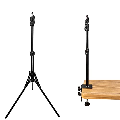 Inkeltech 2 in 1 Light Stand - 5.2 Ft/160CM Photography Tripod Stand and 4 Ft/125CM Desk Mount Stand, Adjustable Tripod Stand with 1/4â€ Screw Tip and C-clamp Mount for Camera, Light, Softbox, Umbrella