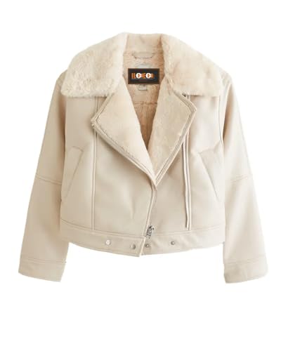 Kids White Faux Shearling Leather Jacket