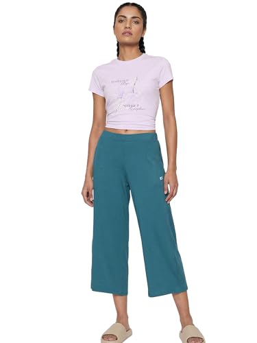 Image of Enamor Mid Rise Crop Length Slip on Shop in Culotte for Women - Relaxed Fit, Super Soft - E064