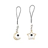COLORFUL BLING Kawaii Cute Astronaut Space Star Moon USB Stick Lanyard Charm Set Aesthetics Mobile Phone Charm Lanyard Rope Keychain Backpack Chain Girl Women's Gift-A 2PCS