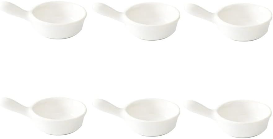 6pcs Egg Cup Seasoning Dish sauce bowl small Serving Bowls soup spoons pinch bowls seasonings mini prep bowls portion cups saucers bowl 2oz ceramics with handle dipping sauce white