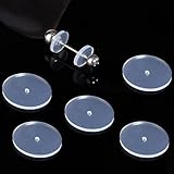 Tapones de silicona para piercings de 0.55 pulgadas, discos transparentes, 14 mm, almohadillas estabilizadoras sin tirones para parches de soporte de lóbulo de oreja (50 unidades)