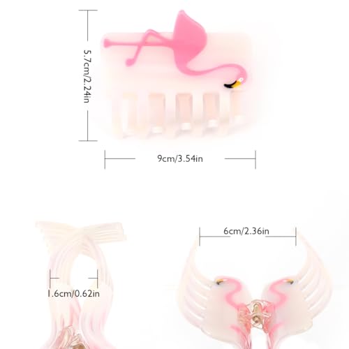 1 Piece Personalized Acetate Novelty Pink and Purple Iridescent Flamingo Hair Claw Clip